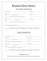 Resident Data Sheet